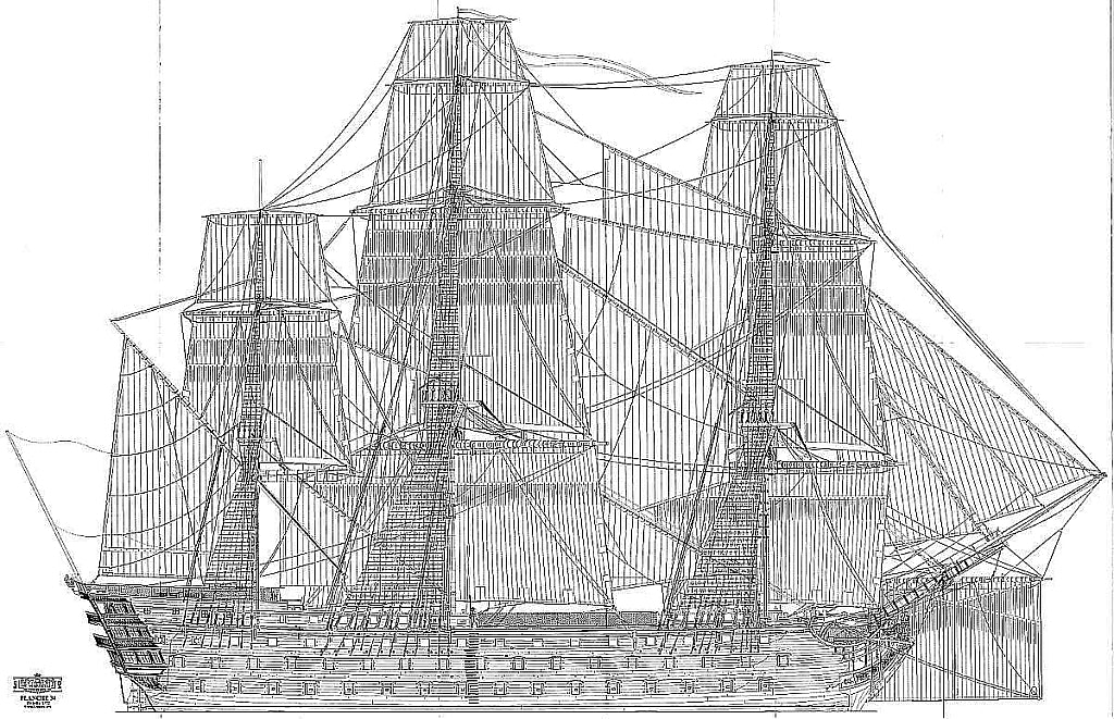 1st Rate Ship Commerce Du Marseilles 1788 ship model plans