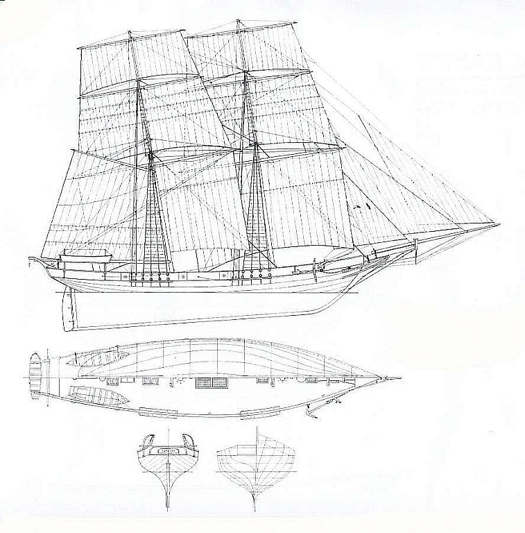 Brig Le Ouragan 1830 ship model plans