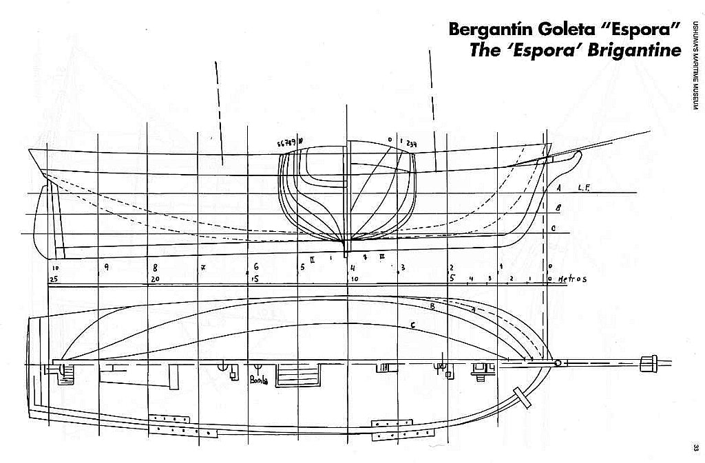 Brigantine Espora 1865 ship model plans
