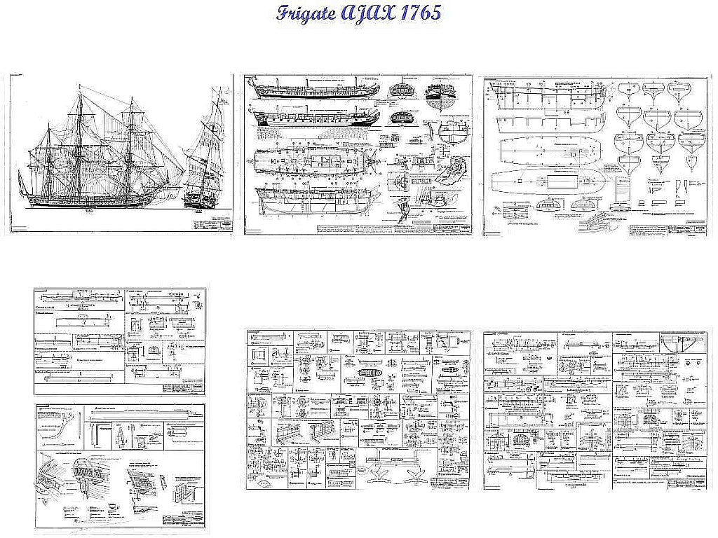 Frigate HMS Ajax 1765 ship model plans
