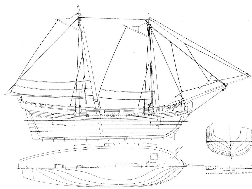 Sloop Ferret 1711 ship model plans