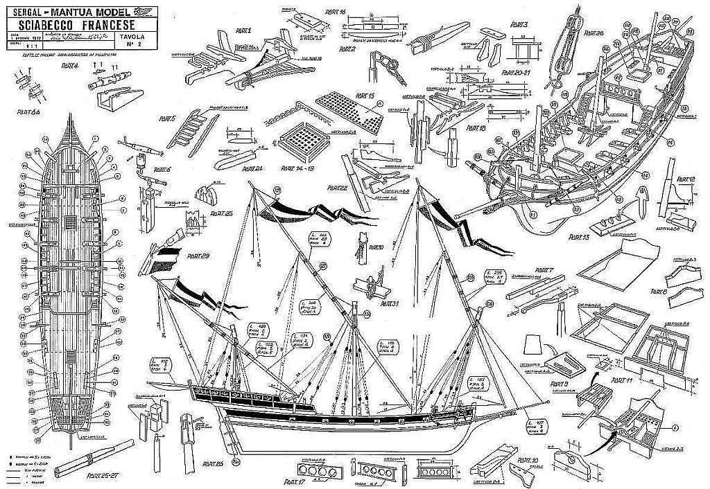 Xebec French (Sergal) ship model plans