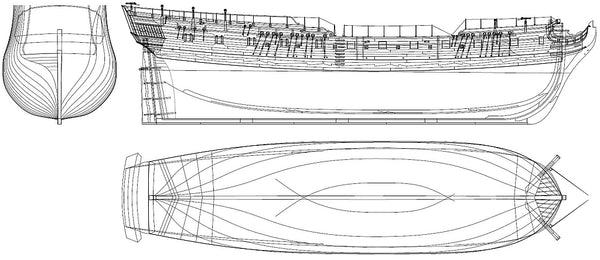 6th Rate Frigate HMS Pandora 1779 ship model plans