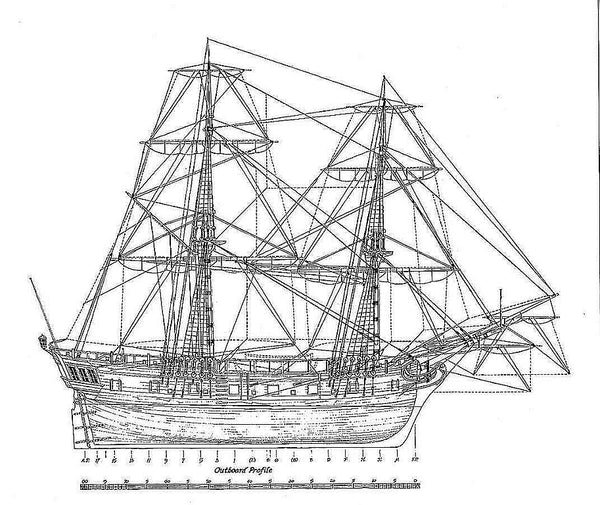 6th Rate Ship Snow HMS Ontario 1780 ship model plans