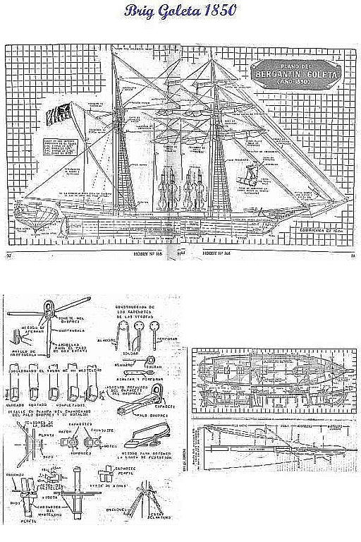 Brig Goleta 1850 ship model plans