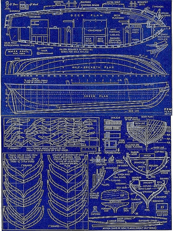 Brig Malek Adhel ship model plans
