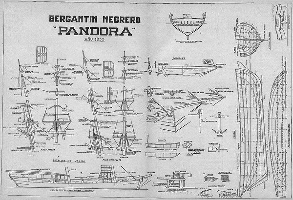 Brig (Slaver) Pandora 1835 ship model plans