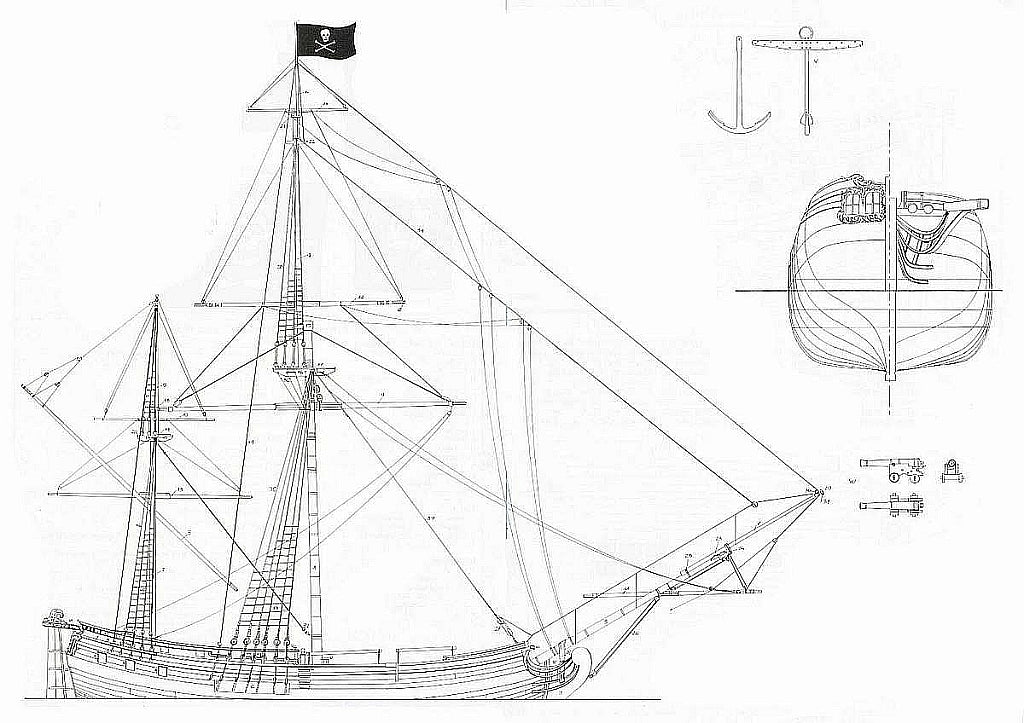 Brigantine Pirate ship model plans