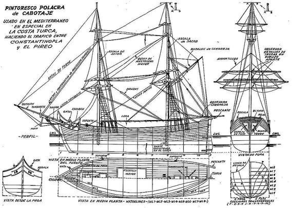 Caravel Polacre (Turkish) ship model plans