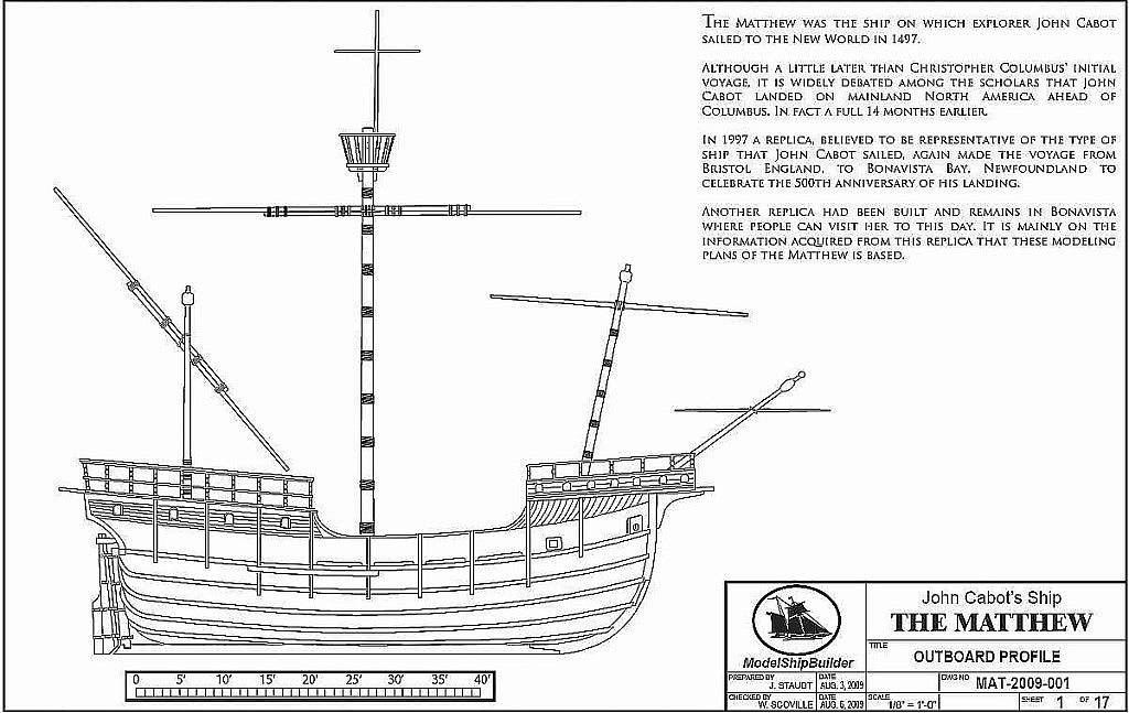Carrack The Matthew 1497 ship model plans