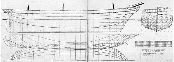 Clipper 1860 500 Tons ship model plans