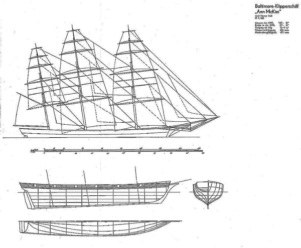 Clipper-Schooner Ann Mckim 1833 – Baltimore ship model plans