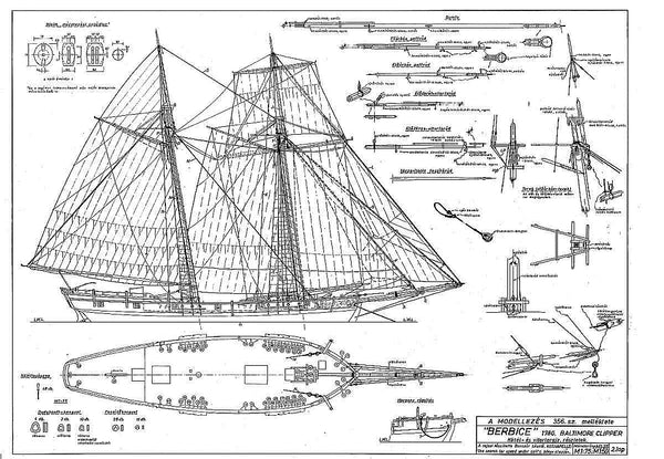 Clipper Schooner Berbice 1780 Baltimore ship model plans