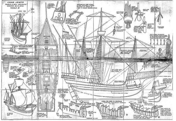 Cocca (Venetian) XVIc ship model plans