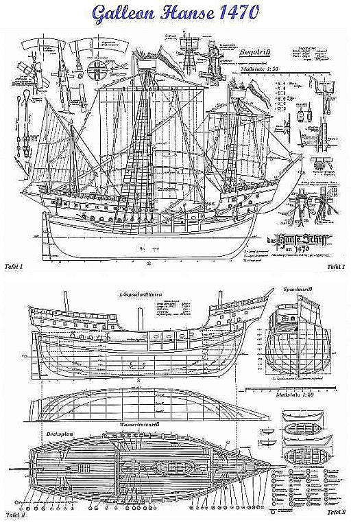 Cog Hanse 1470 ship model plans