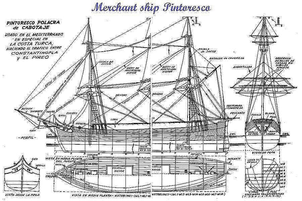 Corvette Merchant Pintoresco ship model plans
