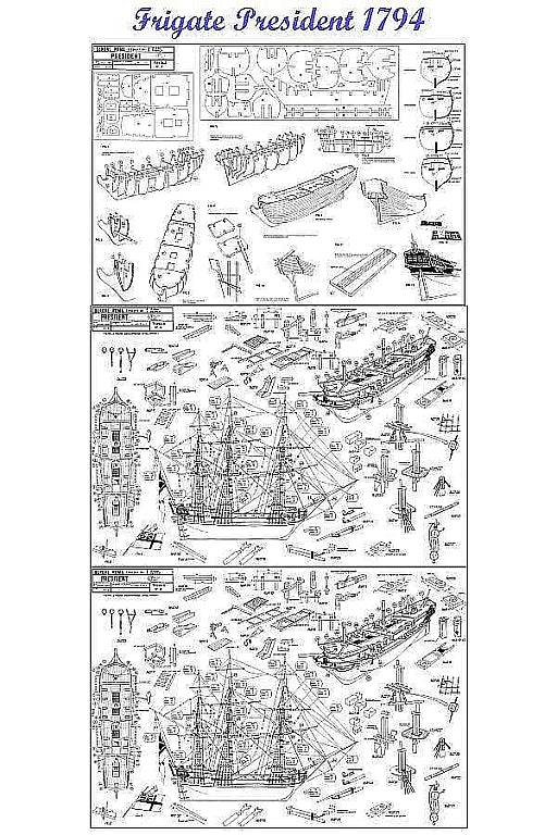 Frigate HMS President 1730 ship model plans