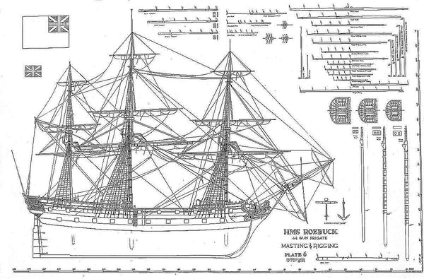 Frigate HMS Roebuck 1774 ship model plans
