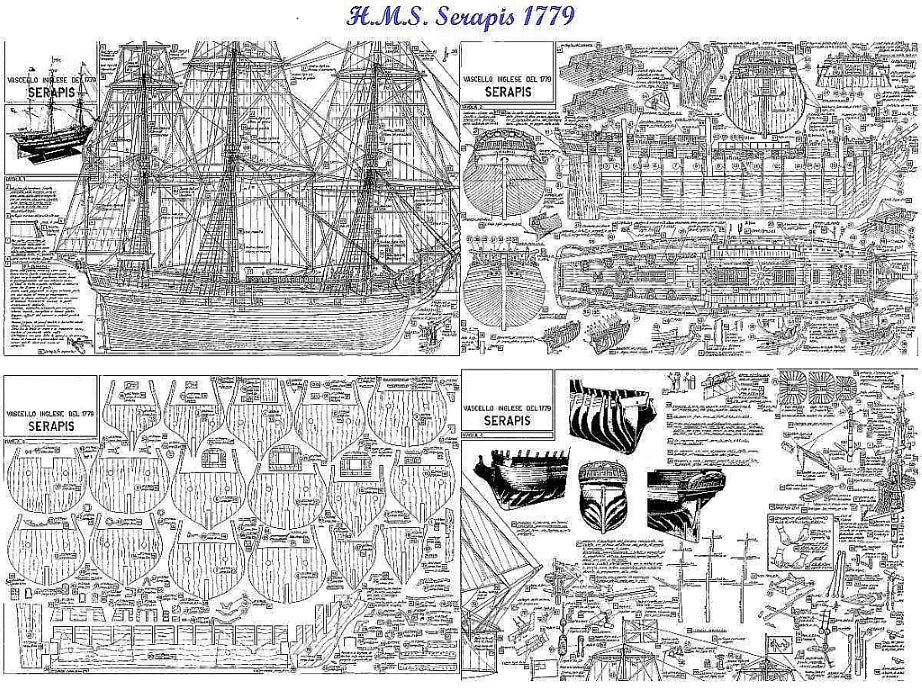 Frigate HMS Serapis 1779 ship model plans