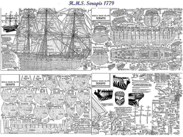 Frigate HMS Serapis 1779 ship model plans