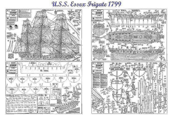 Frigate Uss Essex 1799 ship model plans