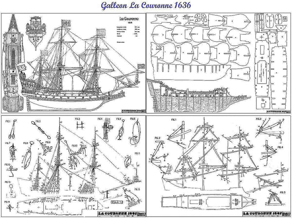 Galleon La Couronne 1636 ship model plans