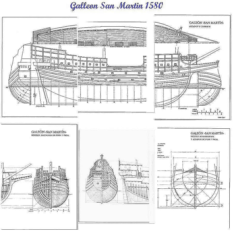 Galleon San Martin 1580 ship model plans