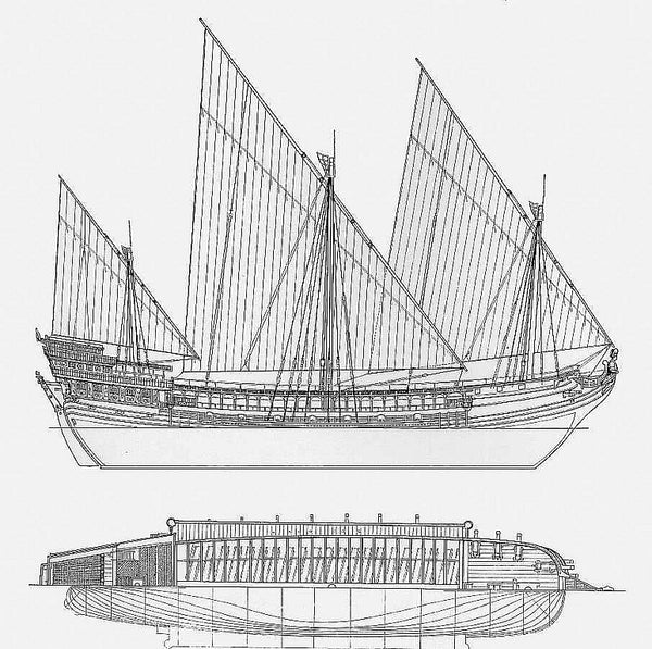 Galley (French) XVIIc ship model plans