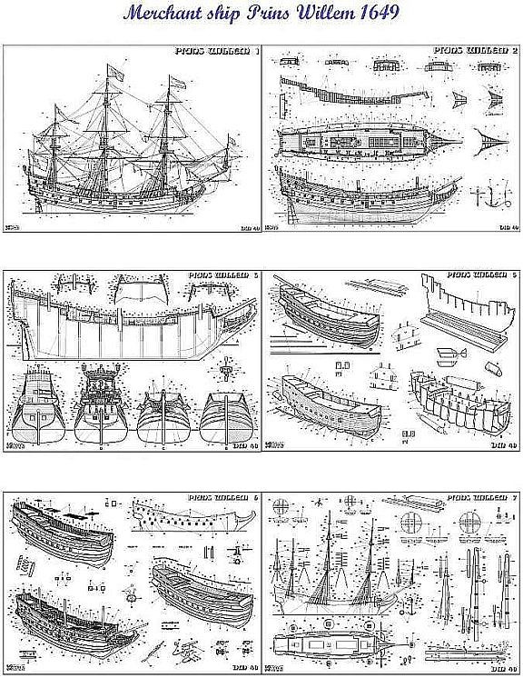 Indiaman East Prins Willem 1651 ship model plans