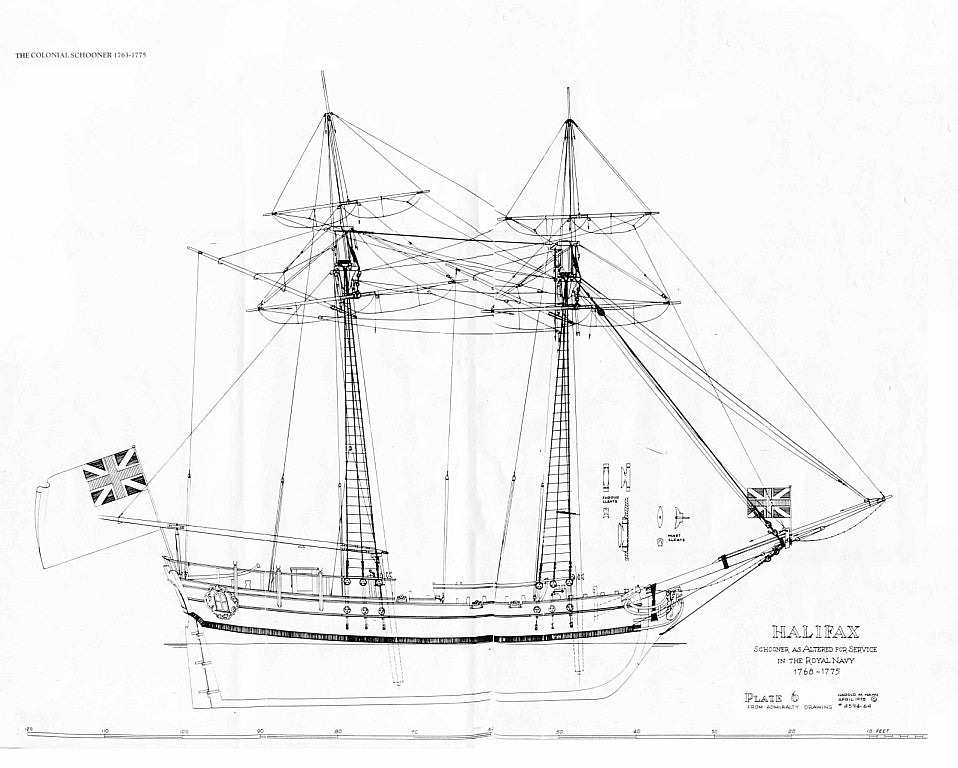 Schooner HMS Halifax 1768 ship model plans