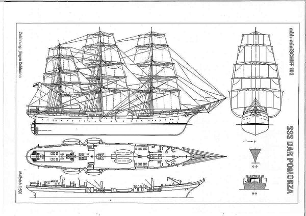 Training Ship Sss Dar Pomorza 1909 ship model plans
