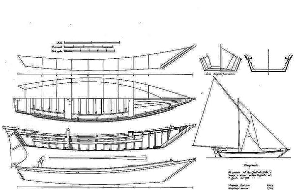 Sailboat Venetian Sanpierota ship model plans
