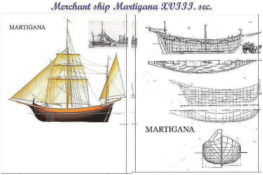 Trading Vessel Martigana XVIIIc ship model plans