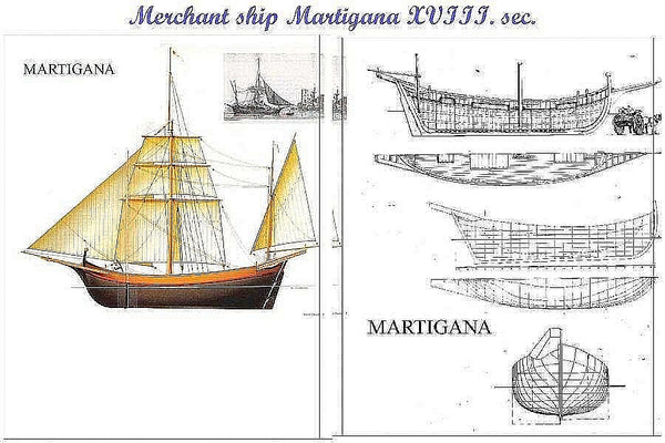 Trading Vessel Martigana XVIIIc ship model plans