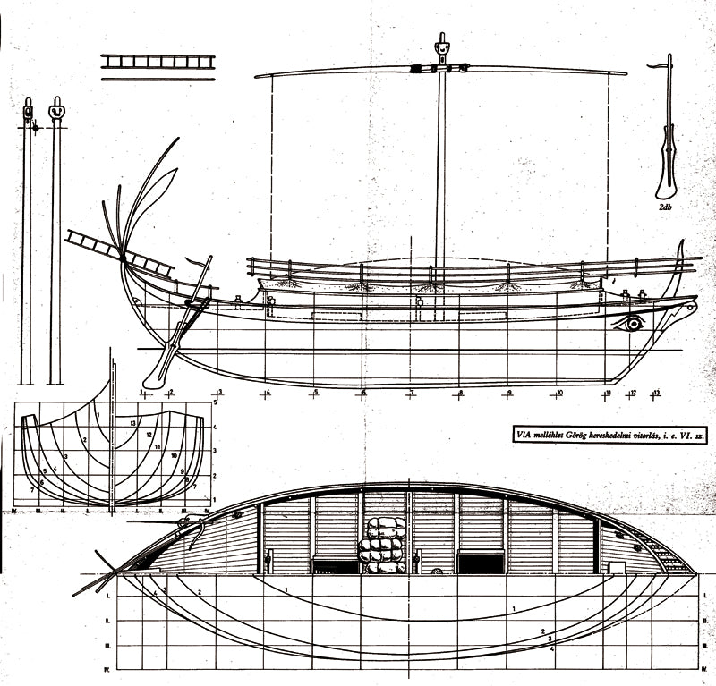 Greek trading vessel BC VI ship model plans