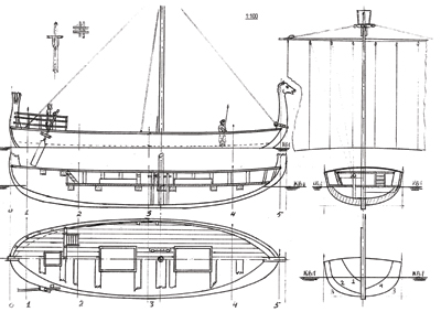 Phoenician trade ship 14 BC ship model plans