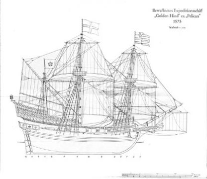Sir Francis Drake's galleon Golden Hind ship model plans