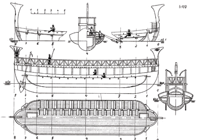 Phoenician battleship 10-8 BC ship model plans