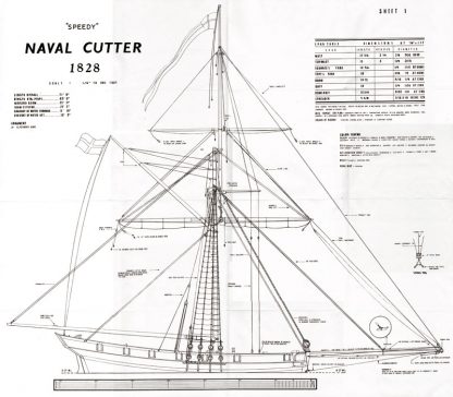 Naval Cutter Speedy 1828 ship model plans