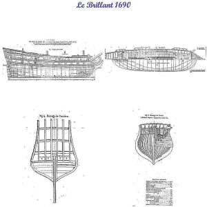 2nd Rate Ship Brillant 1690 ship model plans