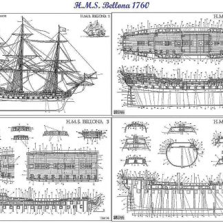 3rd Rate Ship HMS Bellona 1760 ship model plans