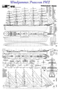 Barque Clipper Preussen 1902 ship model plans
