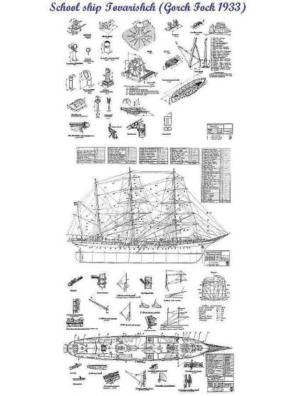 Barque Tovarisch 1933 ship model plans