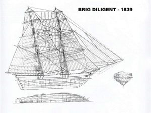 Brig Diligent 1839 ship model plans