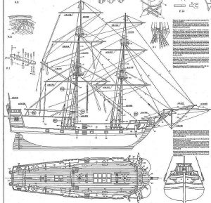 Brig Golden Star XVIIc ship model plans