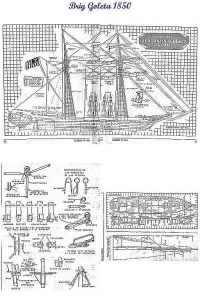 Brig Goleta 1850 ship model plans