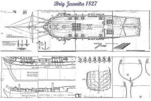 Brig Junaita 1827 ship model plans