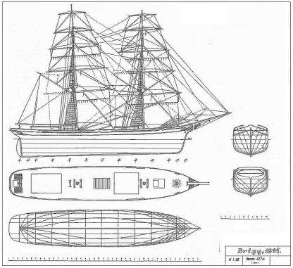 Brig London 1895 ship model plans