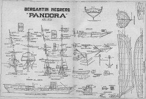 Brig (Slaver) Pandora 1835 ship model plans