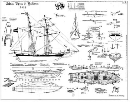 Clipper Schooner Harvey 1848 Baltimore ship model plans